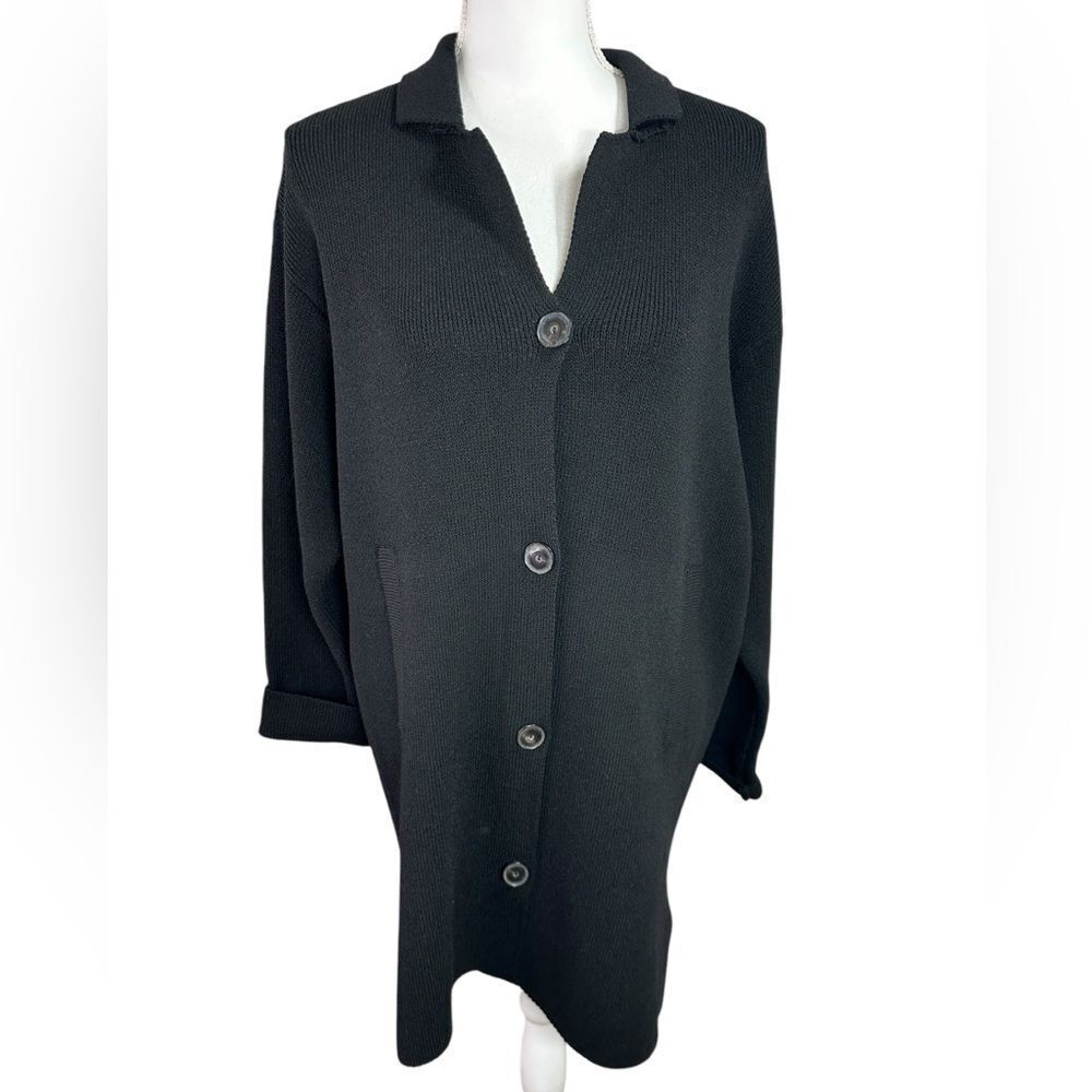 Margaret O’Leary Black Button-Up Coat Wool Blend Size 2 MEDIUM